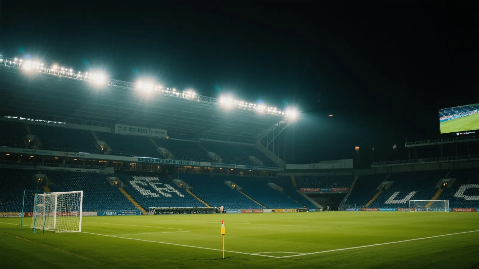 夜幕下的绿茵场全景